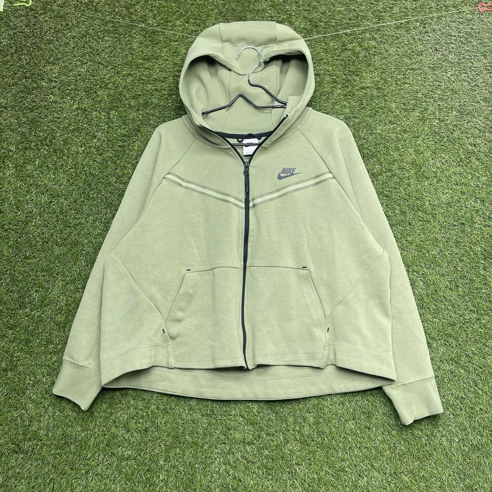 Nike Tech Fleece Hoodie Womens 1X XL CU4489-379 Sportswear Full-Zip Up Green